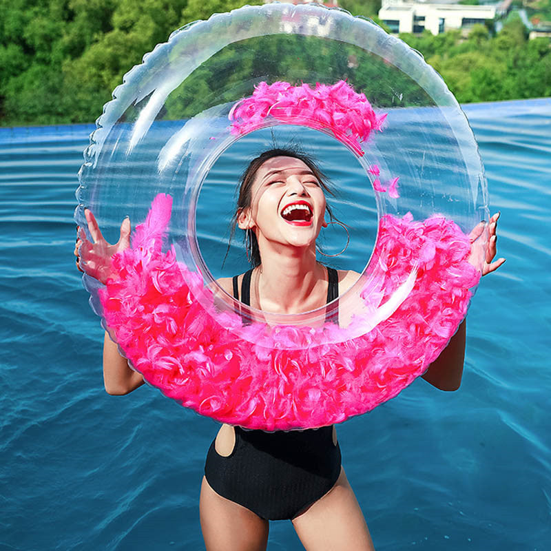 Adult Thickened PVC Inflatable Transparent Swimming Ring