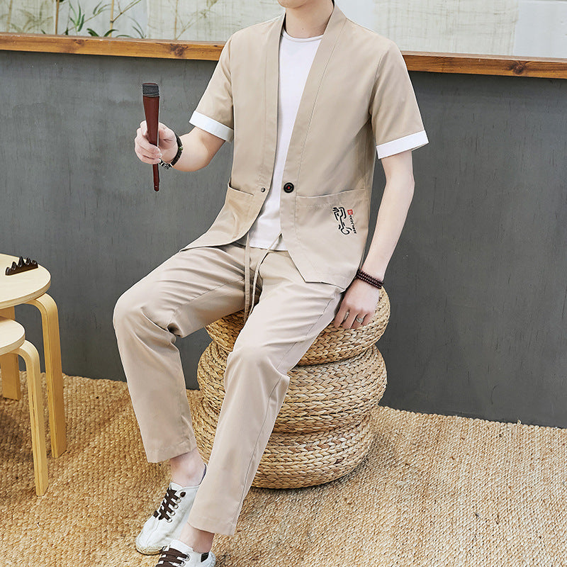 National Style Retro Cardigan Hanfu Linen Tang Suit