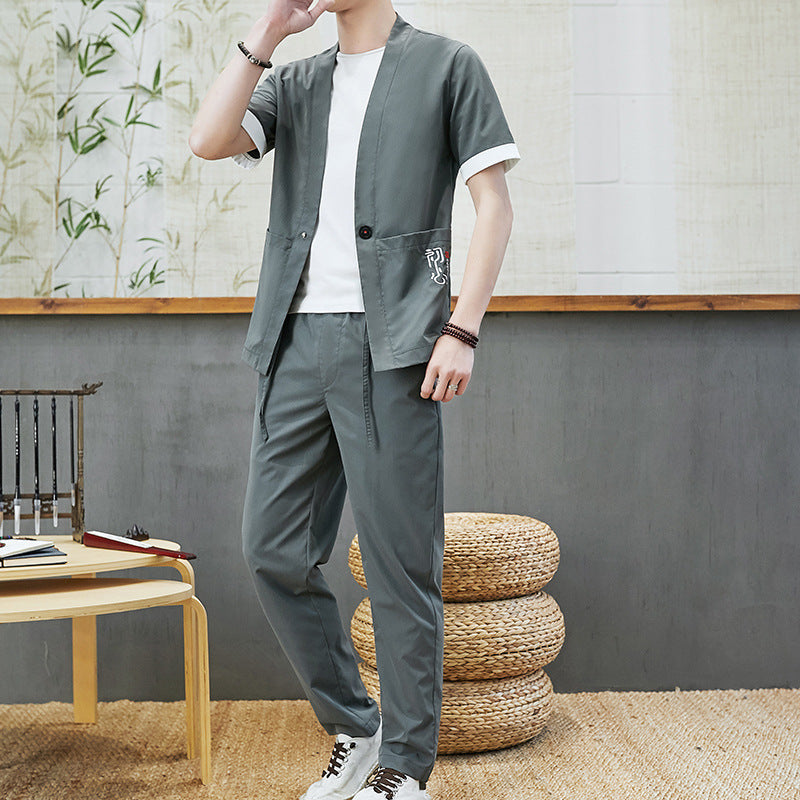 National Style Retro Cardigan Hanfu Linen Tang Suit