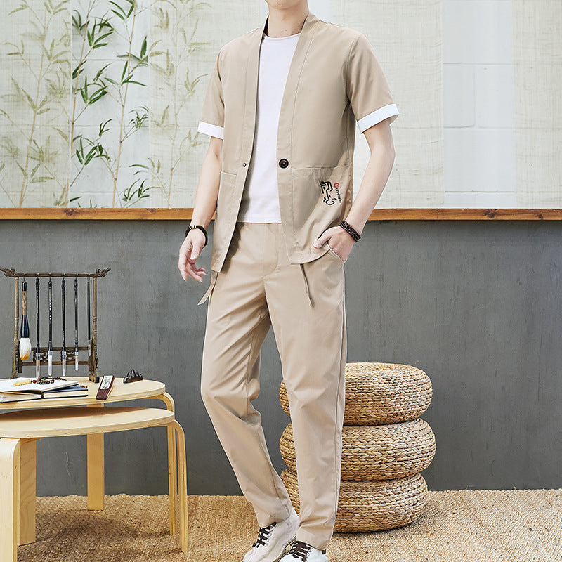 National Style Retro Cardigan Hanfu Linen Tang Suit