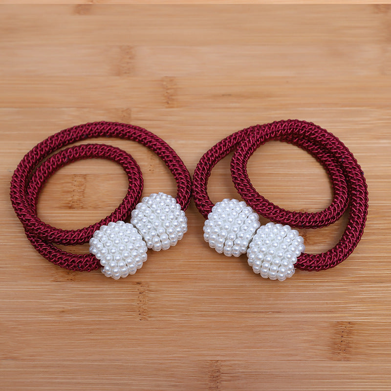 Perforation Free Pearl Magnetic Curtain Buckle Home Textile Tie Rope Curtain Magnetic Buckle