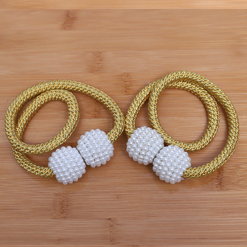 Perforation Free Pearl Magnetic Curtain Buckle Home Textile Tie Rope Curtain Magnetic Buckle