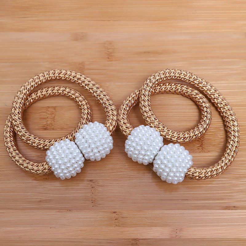 Perforation Free Pearl Magnetic Curtain Buckle Home Textile Tie Rope Curtain Magnetic Buckle