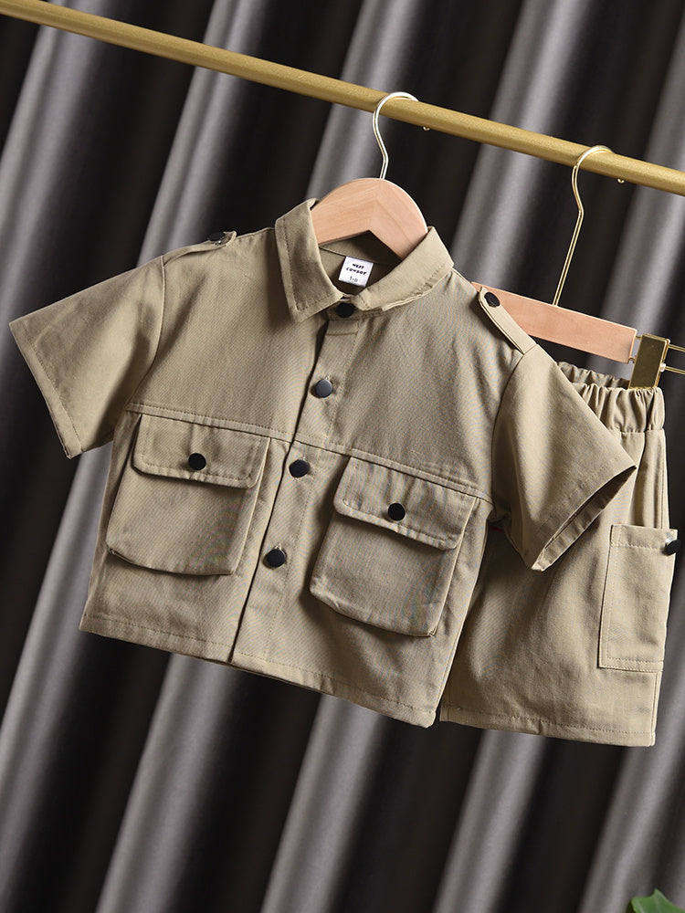 Summer Baby Thin Tooling Suit Children's Western Style Short Sleeves