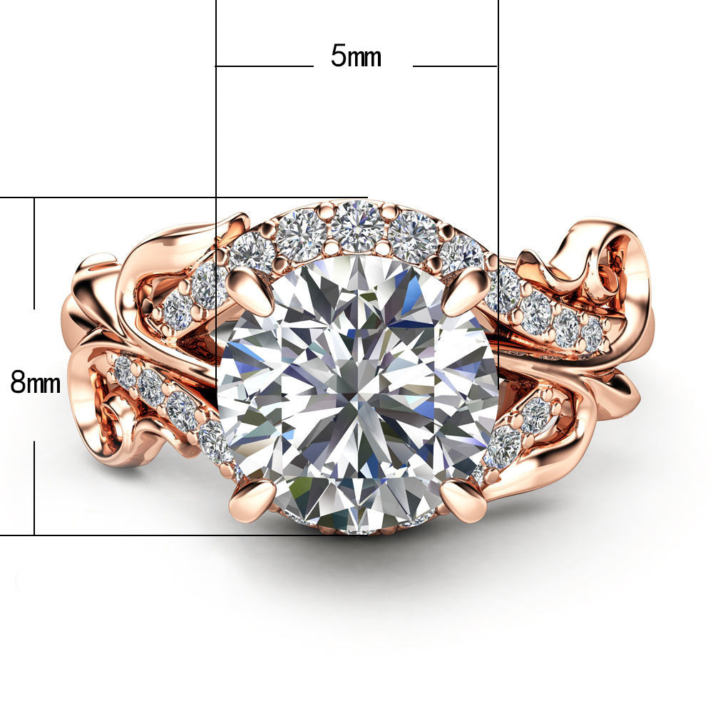 Elegant Oval Geometric Brass and White Steel Topaz Engagement Ring