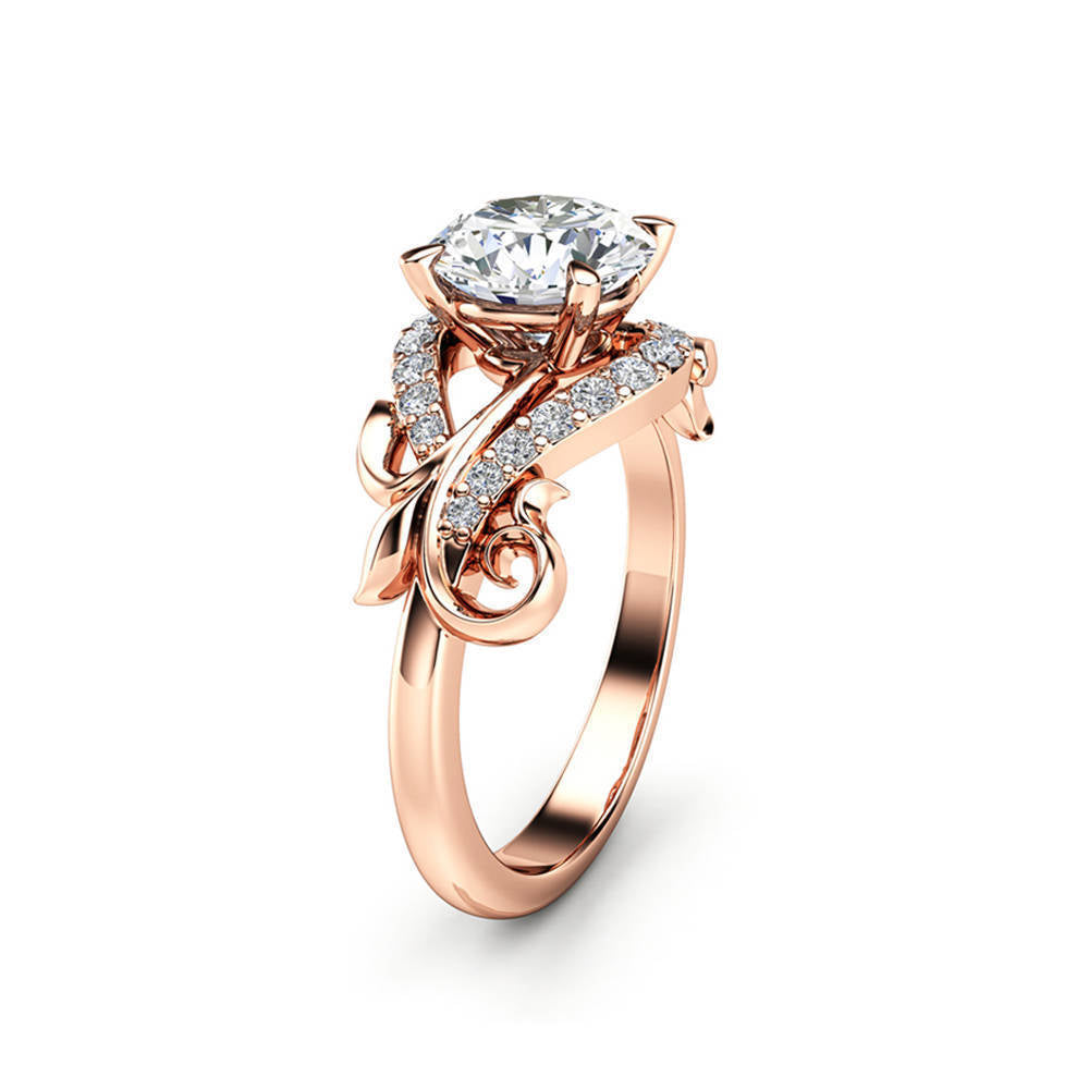 Elegant Oval Geometric Brass and White Steel Topaz Engagement Ring