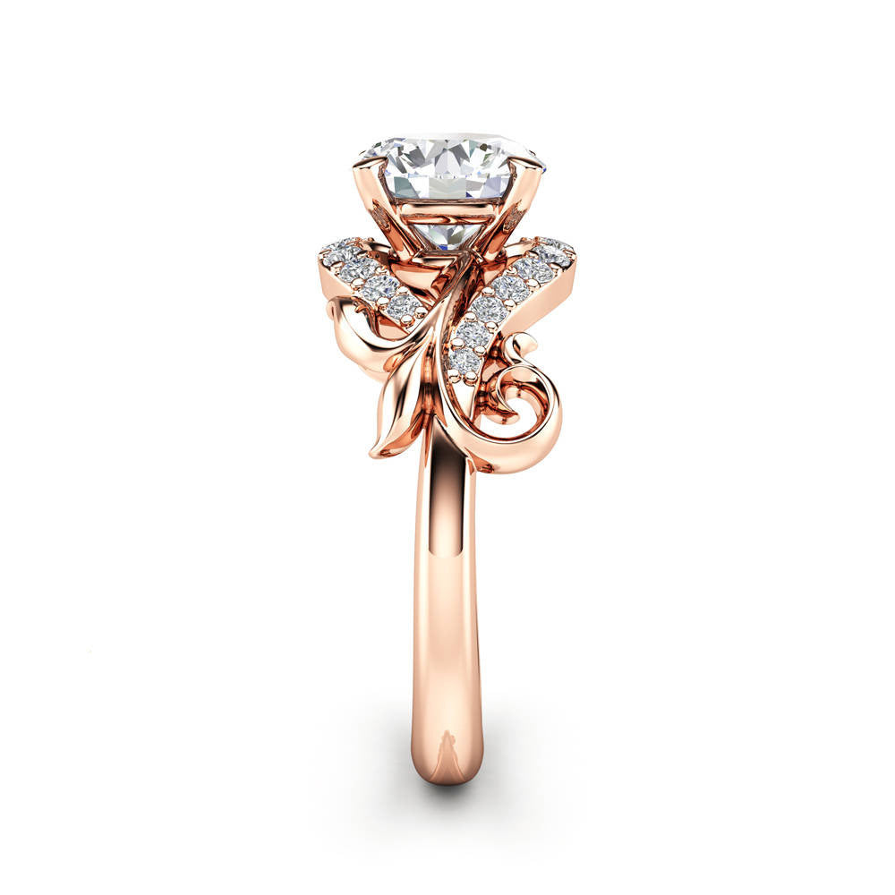 Elegant Oval Geometric Brass and White Steel Topaz Engagement Ring