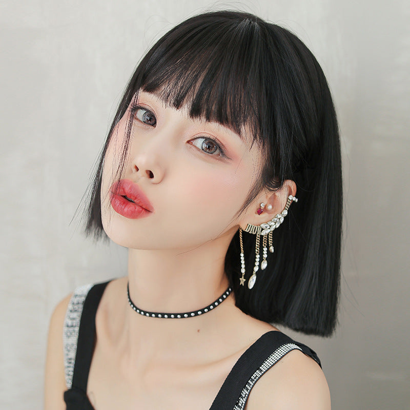 Wig Female Short Hair New Style Net Red Round Face Short Wig Set
