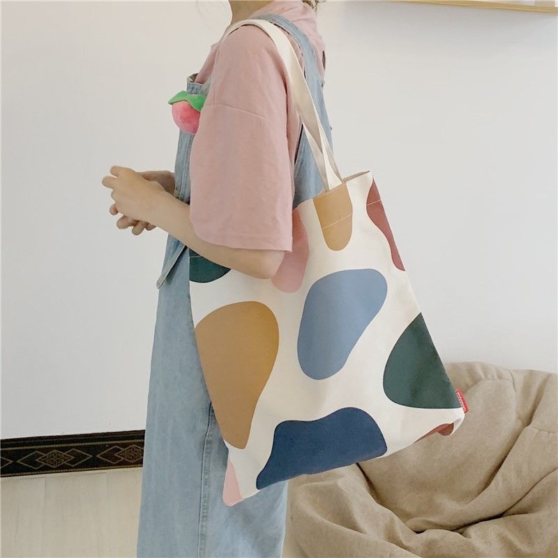 Single Shoulder Canvas Bag – Japanese & Korean Style Cotton Tote