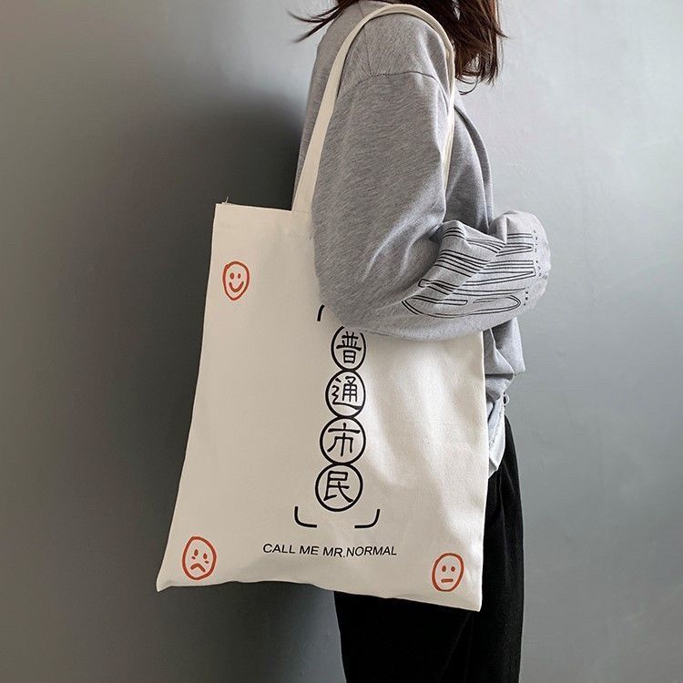 Single Shoulder Canvas Bag – Japanese & Korean Style Cotton Tote