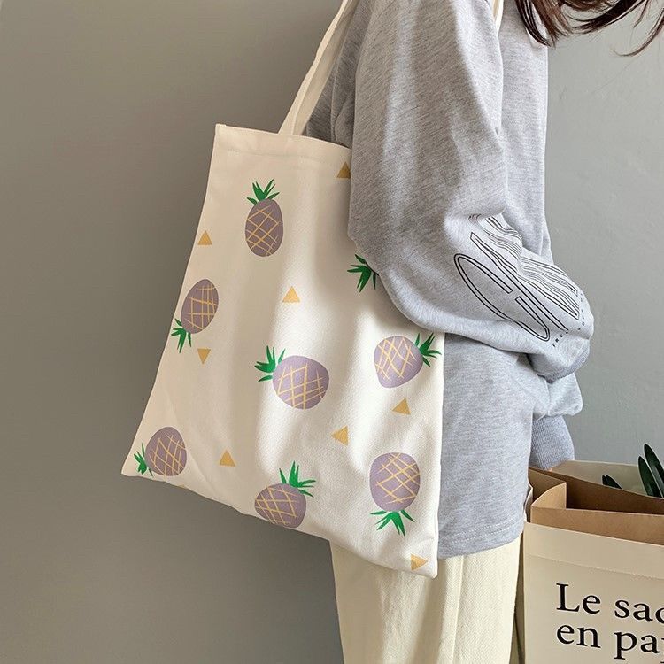 Single Shoulder Canvas Bag – Japanese & Korean Style Cotton Tote