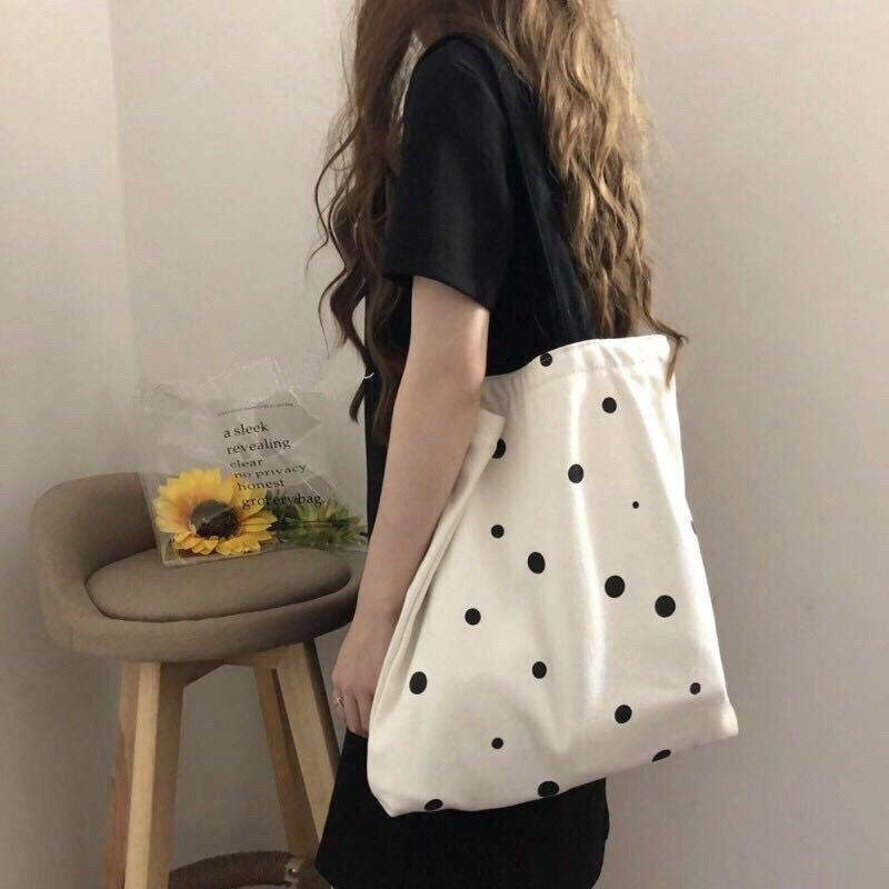 Single Shoulder Canvas Bag – Japanese & Korean Style Cotton Tote