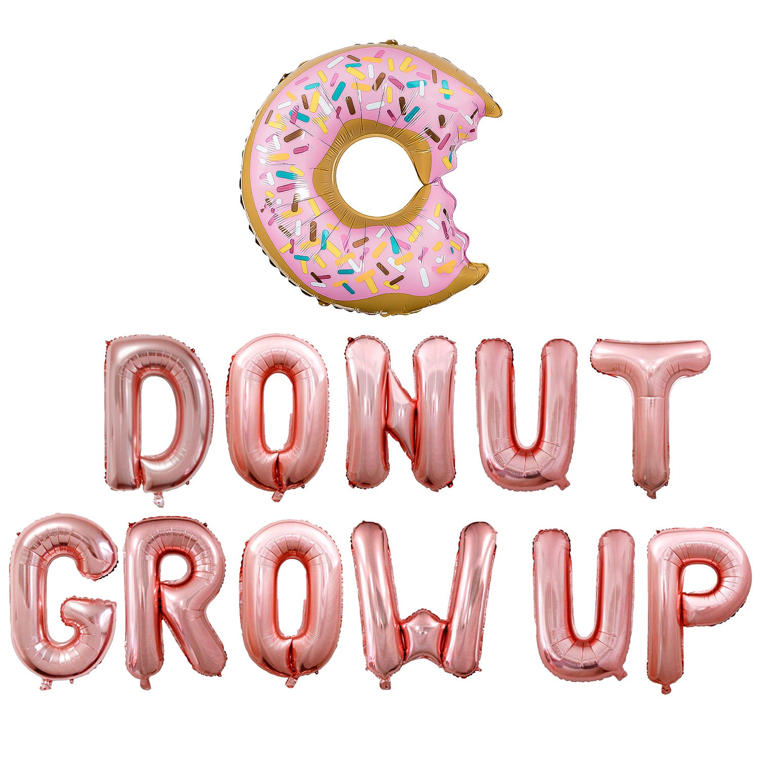 Dount Grow Up Latter Decorations Balloon Rose Gold One Baby Pattern Foil Balloons Two Sweet Donuts For 2th Birthday Party