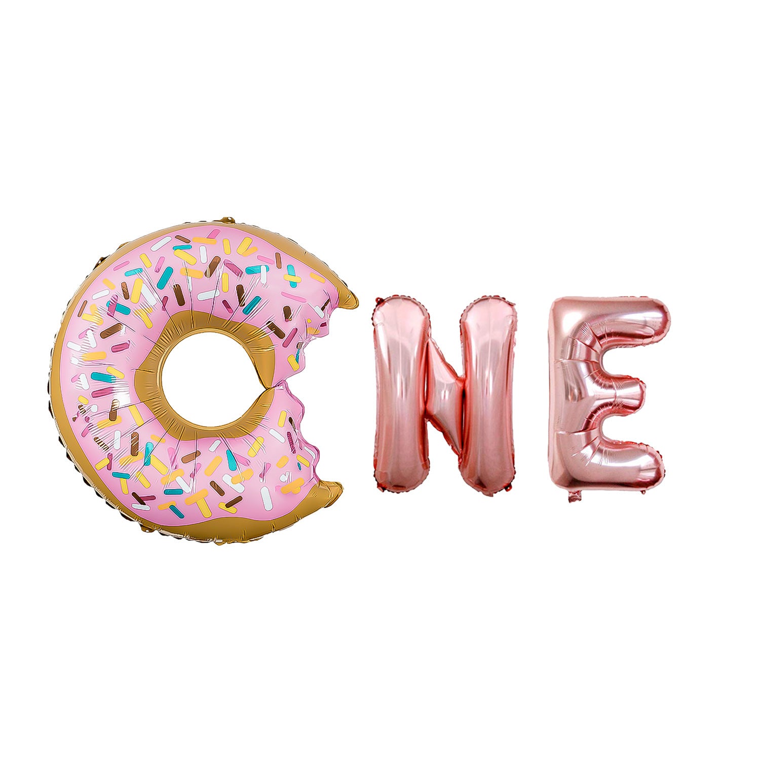 Dount Grow Up Latter Decorations Balloon Rose Gold One Baby Pattern Foil Balloons Two Sweet Donuts For 2th Birthday Party
