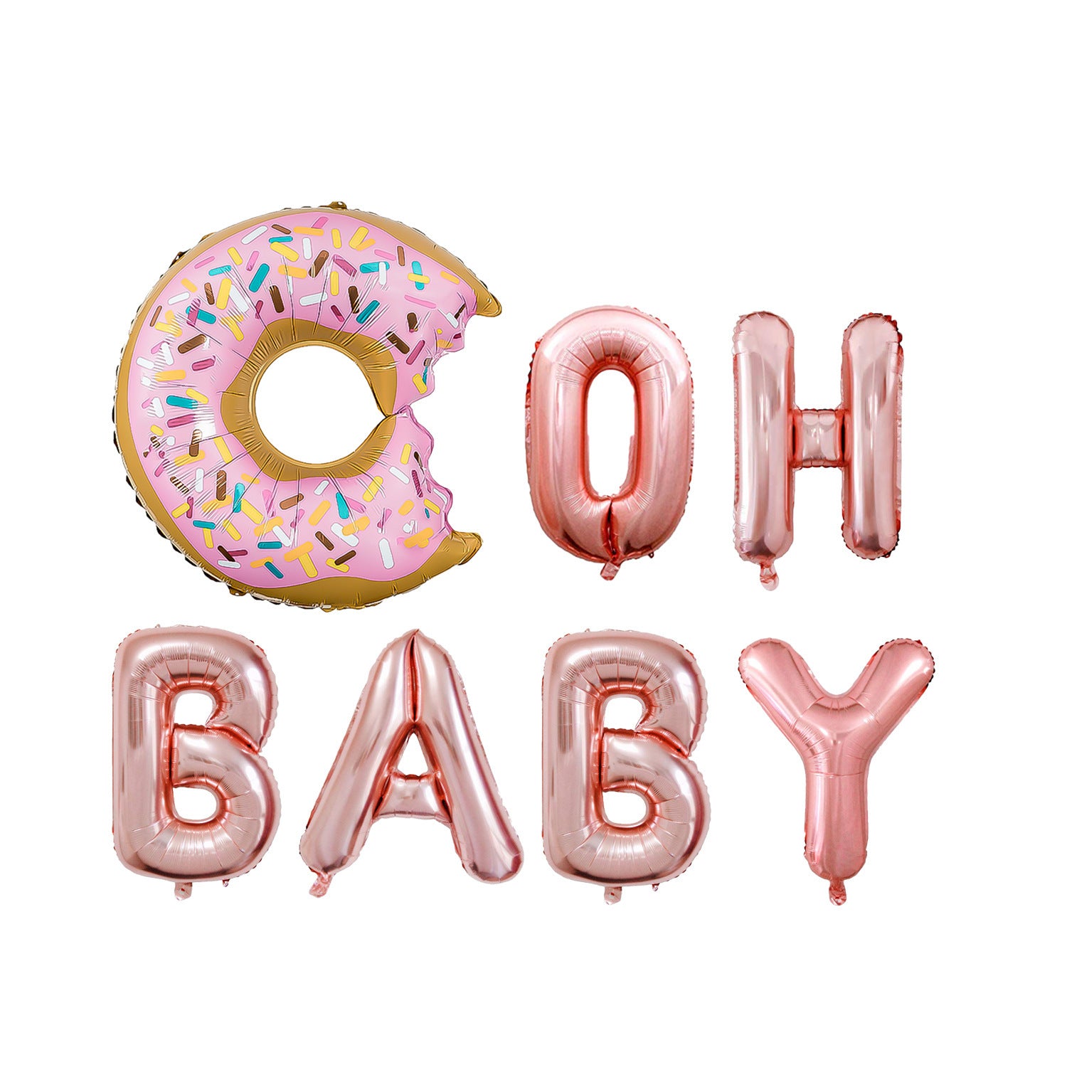 Dount Grow Up Latter Decorations Balloon Rose Gold One Baby Pattern Foil Balloons Two Sweet Donuts For 2th Birthday Party