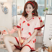 Women's Giraffe Print Two Piece Cotton Loungewear Set
