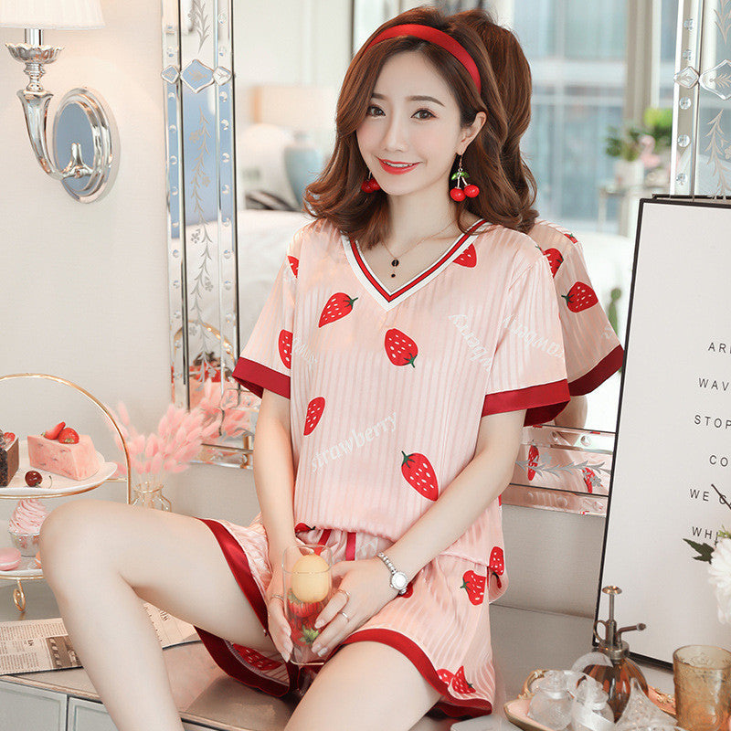 Women's Giraffe Print Two Piece Cotton Loungewear Set