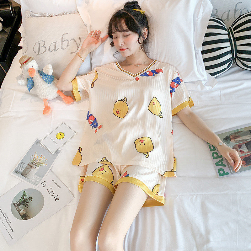 Women's Giraffe Print Two Piece Cotton Loungewear Set