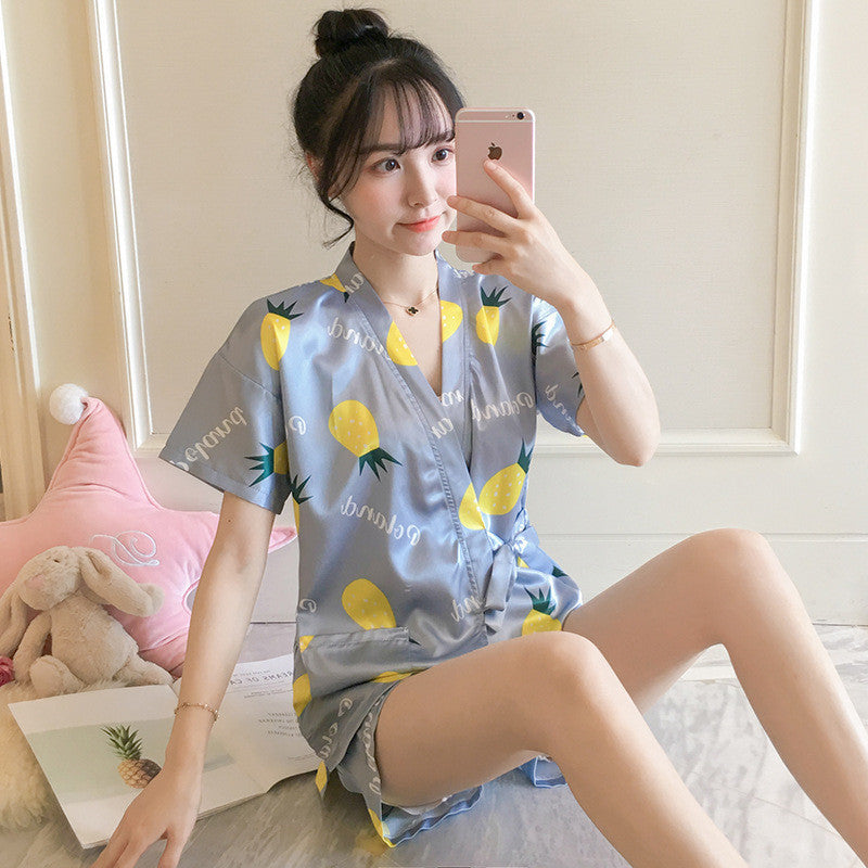 Women's Giraffe Print Two Piece Cotton Loungewear Set