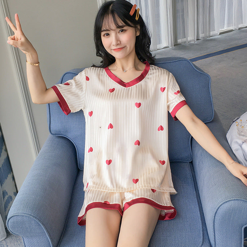 Women's Giraffe Print Two Piece Cotton Loungewear Set