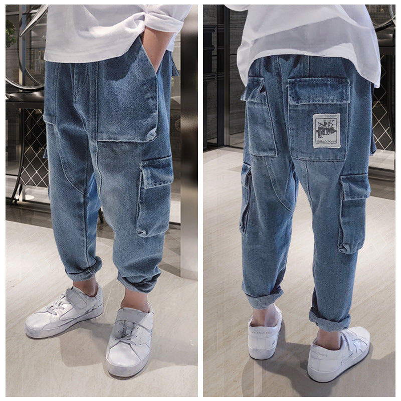 Kids Fleece Lined Harem Trousers Trendy Relaxed Fit Cotton