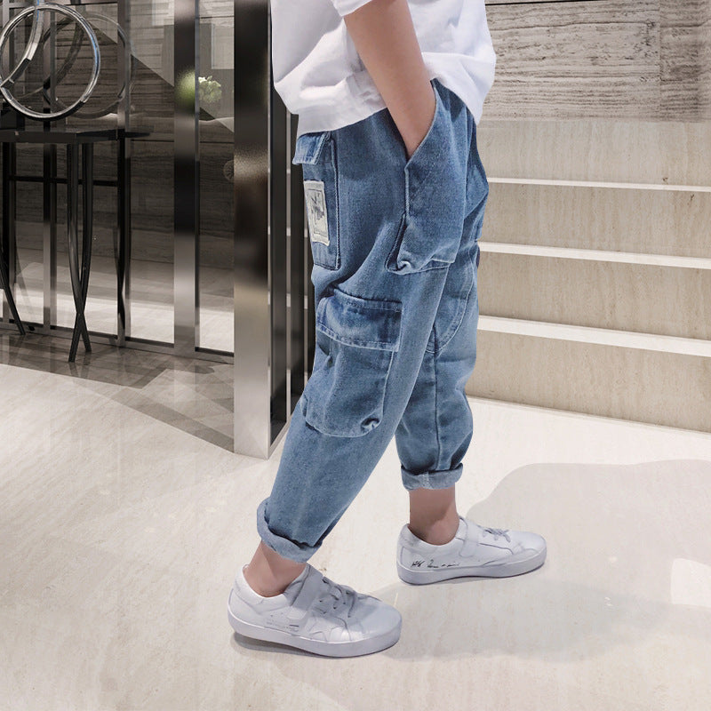 Kids Fleece Lined Harem Trousers Trendy Relaxed Fit Cotton