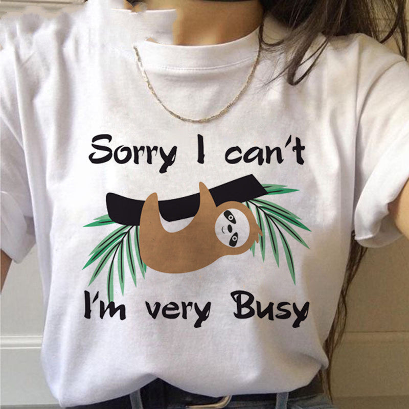 Women's Street Style Sloth Kawaii Cotton Tee Relaxed Fit