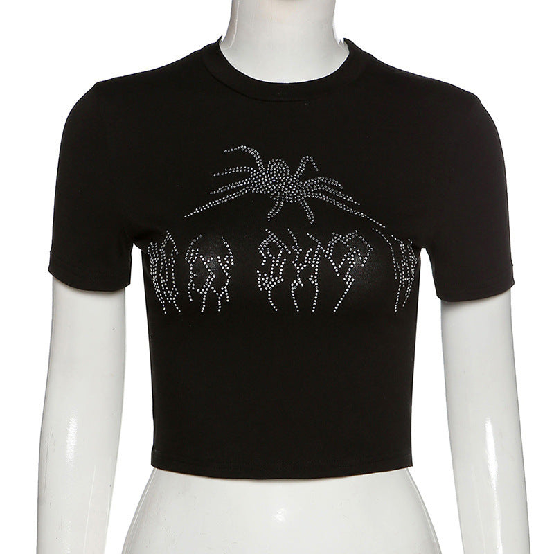 Women's Embroidered Beads Crop Top Polyester Casual