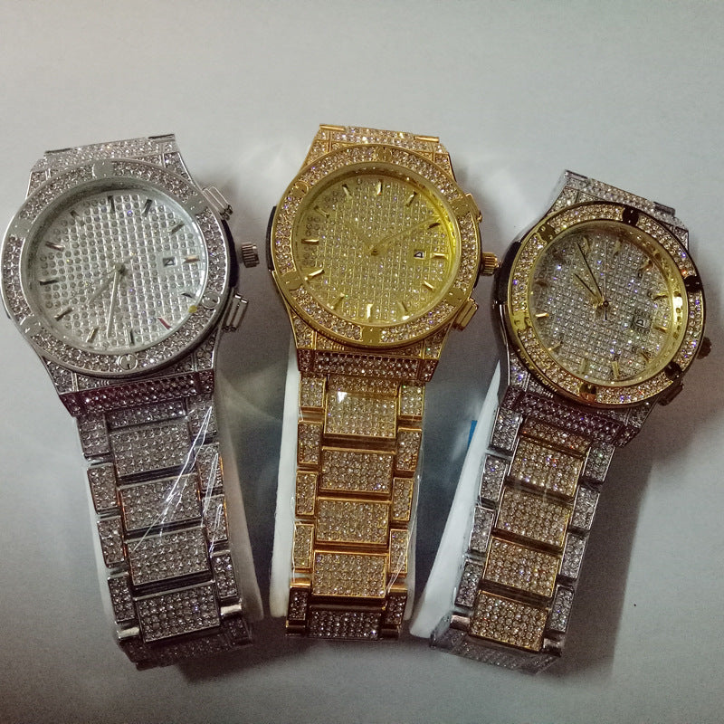 Alloy Water-Resistant Diamond-Studded British Watch Men
