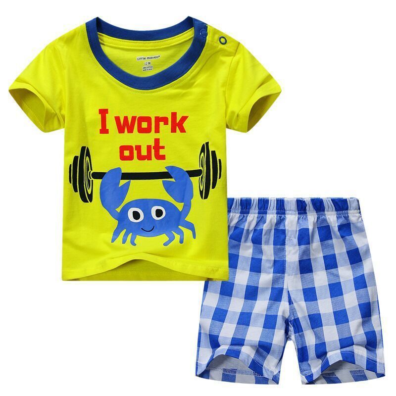 Boys Casual Cotton Short Sleeve Shirt And Shorts Slim Fit