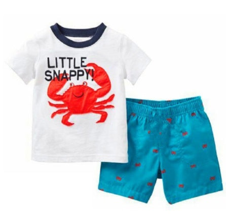 Boys Casual Cotton Short Sleeve Shirt And Shorts Slim Fit