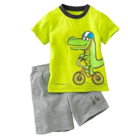 Boys Casual Cotton Short Sleeve Shirt And Shorts Slim Fit