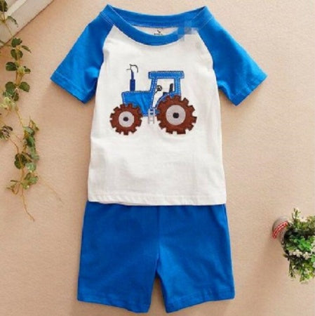 Boys Casual Cotton Short Sleeve Shirt And Shorts Slim Fit