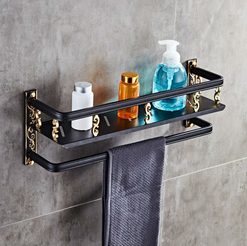 European Style Double Bathroom Shelf – Elegant Wall-Mounted Storage Rack