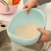 Thickened Plastic Rice Washer Bowl – Multi-purpose Rice Washing Sieve with Dense Drain Holes