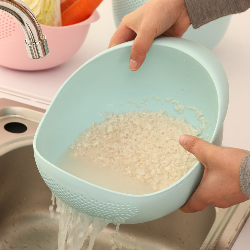 Thickened Plastic Rice Washer Bowl – Multi-purpose Rice Washing Sieve with Dense Drain Holes