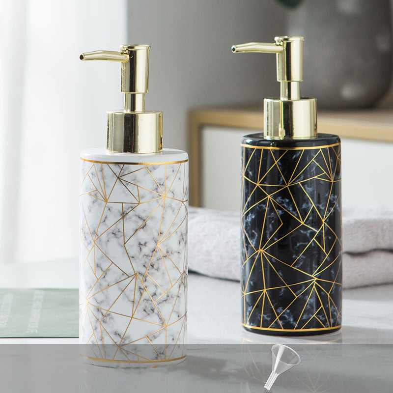 Marble Pattern Hand Soap Bottle – Ceramic Refillable Dispenser