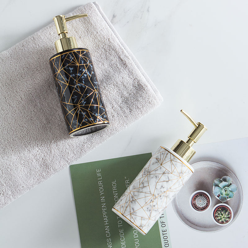 Marble Pattern Hand Soap Bottle – Ceramic Refillable Dispenser