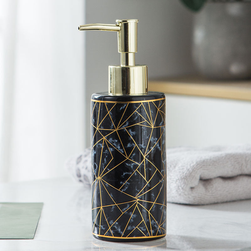 Marble Pattern Hand Soap Bottle – Ceramic Refillable Dispenser
