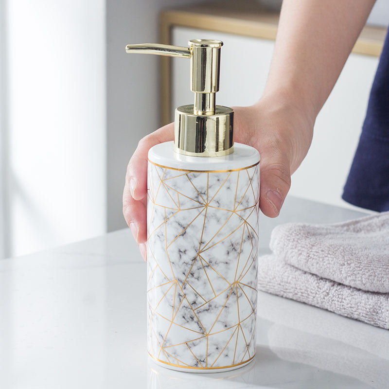Marble Pattern Hand Soap Bottle – Ceramic Refillable Dispenser
