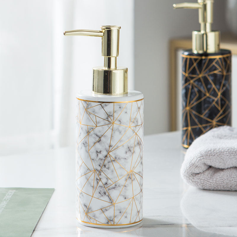 Marble Pattern Hand Soap Bottle – Ceramic Refillable Dispenser