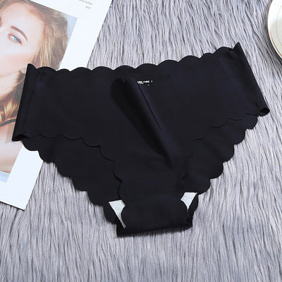 Women’s Seamless Satin ‘Ice Silk’ Underwear Set – Ruffle Trim