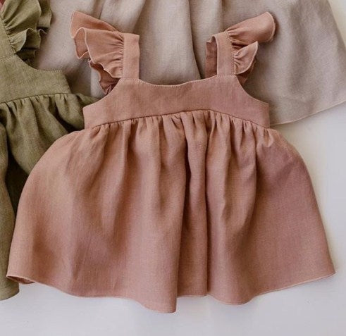 Girls Skirt Princess Dress Dress Cotton Linen Flying Sleeve Vest Skirt