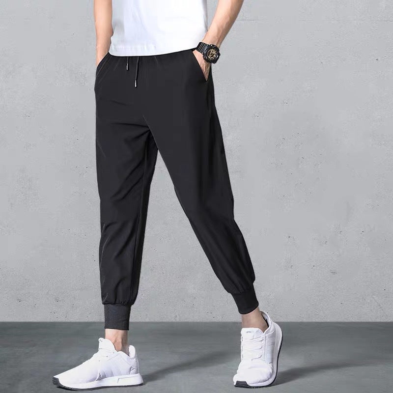 Men’s Cropped Quick-Dry Loose Sports Pants – Solid Color Trousers