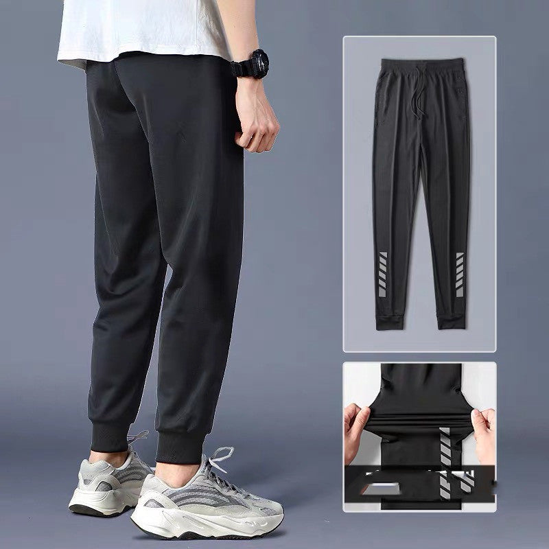 Men’s Cropped Quick-Dry Loose Sports Pants – Solid Color Trousers