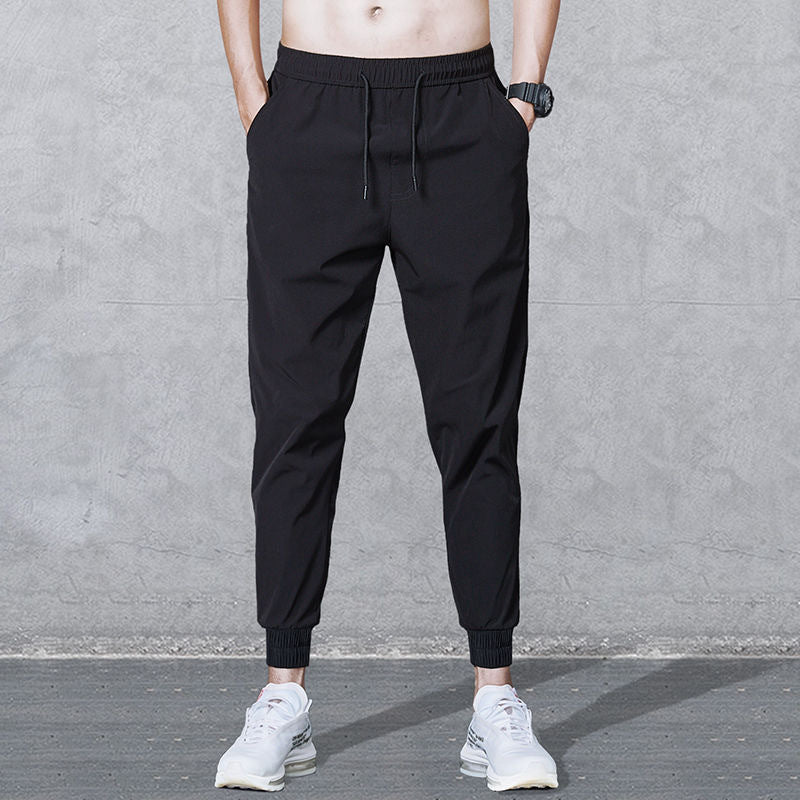Men’s Cropped Quick-Dry Loose Sports Pants – Solid Color Trousers