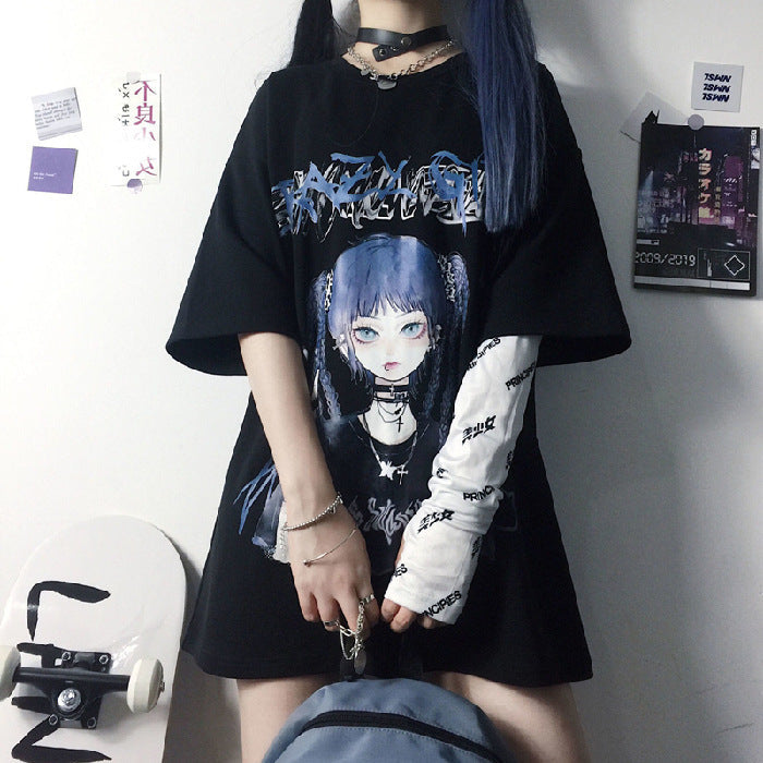 Korean Style Cotton Womens Printed Tee