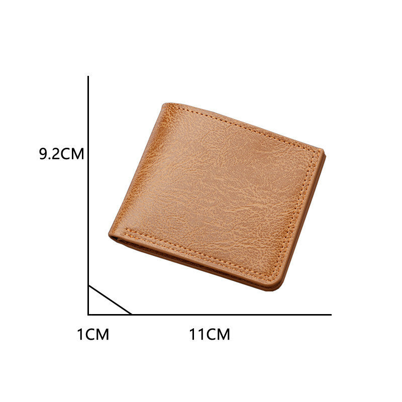 Men's Short Leather Button Wallet Retro Style Slim Everyday
