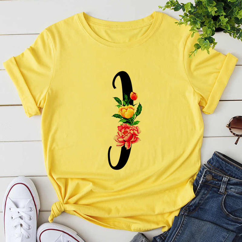 Custom Name Letter Combination Womens High Quality Print T-shirt
