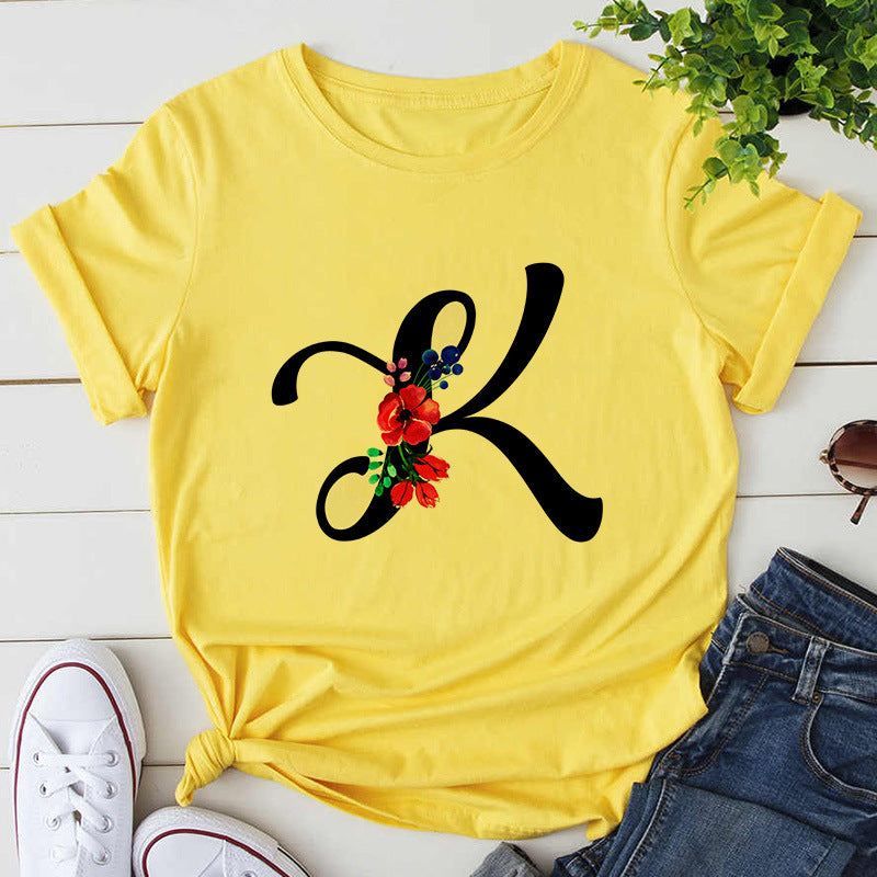 Custom Name Letter Combination Womens High Quality Print T-shirt